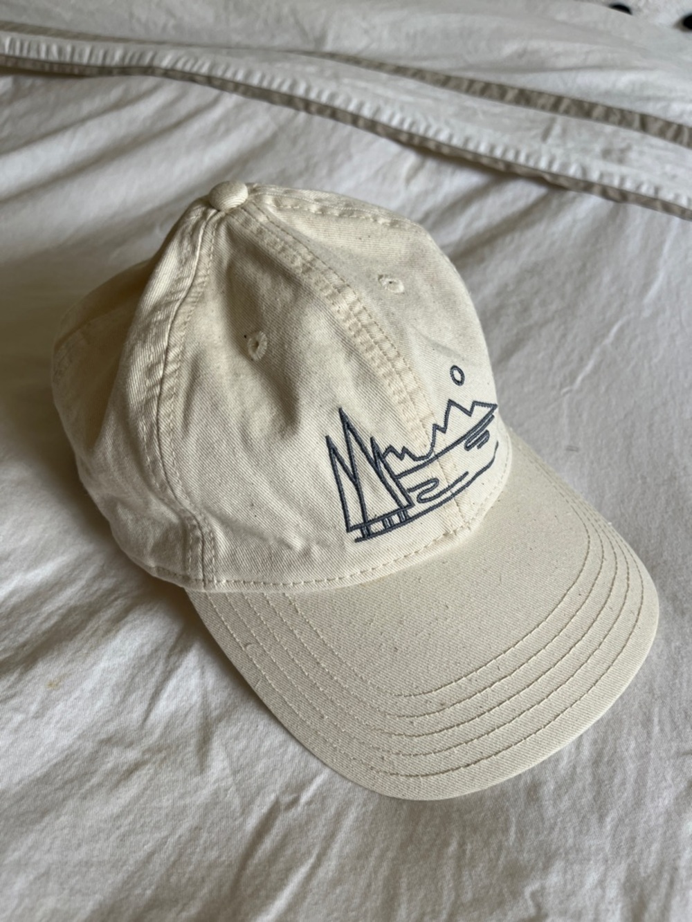 Madewell Hikerscape Embroidered Broken-In Cream Organic Cotton Baseball Cap OS